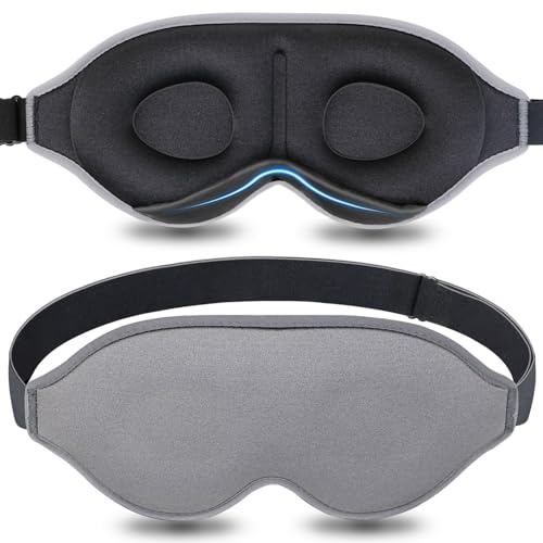 Schlafmaske für Damen und Herren, 3D-konturierte Cup-Augenmaske, kein Augendruck, Nacht-Augenbinde, verstellbare Augenabdeckung zum Schlafen (Grau)