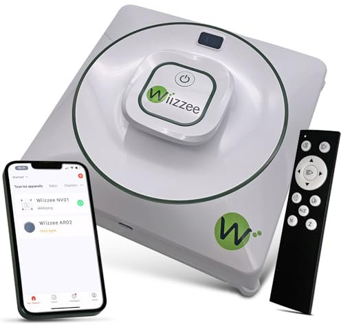 Wiizzee Fensterputzroboter NV-01, Schlank, leise, 3 Reinigungsmodi (N/Z/NZ), Steuerungsmethode App, Ferngesteuert, Weiß