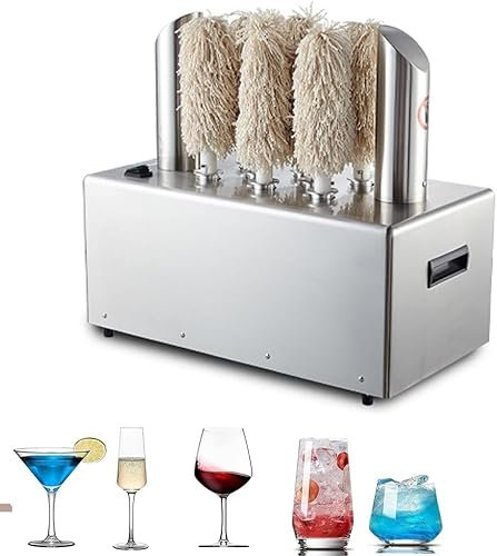 GYDUHYE Commercial Glass Polisher, 8 Heads Electric Winery Wine Glass Polishing Machine with Instant Heating and Drying Design, 550 Cups Per Hour, for Wine Glasses/Champagne Glasses