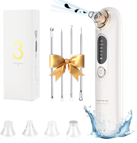 Mitesserentferner Porenreiniger Porensauger Mitesser Sauger elektrischer Porenreiniger Gesicht Porenvakuum mit 4 Sonden und 5 Stufen Blackhead Remover mit LED Anzeige Pickelentferner Set Zum Akne