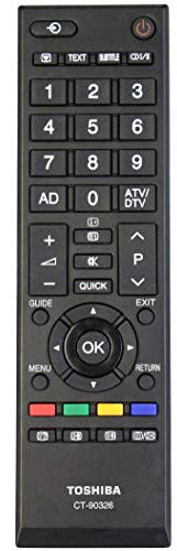 AULCMEET CT-90326 Sostituire il telecomando per Toshiba OLED Smart TV 19EL933G, 22AV615DG 26SL738G, 32AV503D 37WL66ZS, 39L2333DG, 40L2433DG, 42SL738G, 43L3663, 46XV635D, 47PFL9532/93 52PFL9632D/10