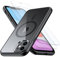 Bimanpap Cover Magnetica per iPhone 12，Comaptibile con Magsafe, [con 2 Pellicola Vetro Temperato] Custodia con Magneti, trasparente Posteriore Sottile Antiurto Protettiva Case (Nero)