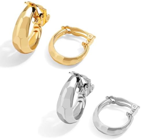 LILIE&WHITE Clip Ohrringe Set Aus Goldenen Und Silbernen Clip-Ohrringen Für Damen – Hypoallergen, Farbbeständig Und Nickelfrei – Klassisches Design Für Nicht Durchstochene Ohren