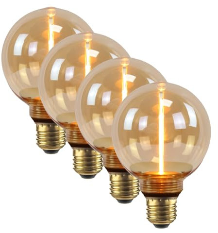 LUXULA 4x LED Filament Leuchtmittel LINE Amber - Globe G80 E27 2W 65lm 1800K Warmweiß dimmbar - Vintage Design Ambiente Deko Glühbirne Lampe