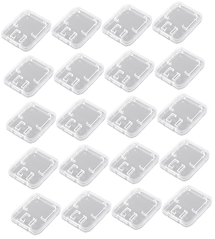 jojofuny 20Pcs Transparent Memory Card Storage Case with Lid for T-Flash Cards Compact Plastic Holder Organizer for Travel and Photography