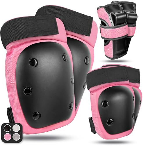 LeapBeast Inliner Schoner Erwachsene und Jugendlich,für Inliner, Skateboard, 6 in 1 Schutzausrüstung zum Inliner Skaten, mit Knieschoner,Ellenbogenschützer & Handschoner (Rosa, S)