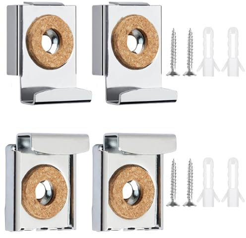 4 Pcs Mirror Fixings & Mirror Brackets – Heavy Duty Kit with Screws & Dowels, Easy Installation for Bathroom & Living Room