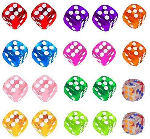 COYUN 20 Stück Würfel Set, 6 Seitige Spielwürfel 10 Farben, Dice Set aus Acryl 14 mm, Würfel Bunt mit Einstecktaschen, Würfelset mit Aufbewahrungsbox für Tischspiele Würfelspiele, FarbSpielwürfel