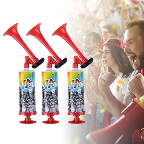 3 Stück Air Horn, Signalhorn Für Fußballfans Und Sportveranstaltungen, Weihnachten und Halloween Karneval Hörner， Laute Hupe Für Partys Und Maritime Sicherheit, Handheld Luftdruck