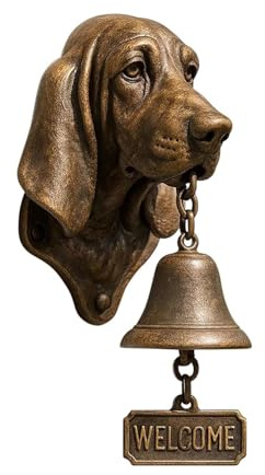 Verschiedene Hundeklingeln, Vintage-Klingel aus Kunstharz zur Wandmontage für Veranda, Türglocke Mit Hundekopf Design, Wandmontage für Veranda, Haustür und Garten (Basset Hound)