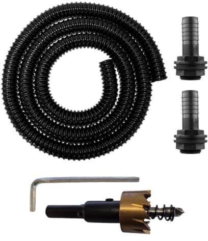 AP Supplies 2m Corrugated Pipe 1in Water Butt Linking Kit with Drill Bit | Link water butts securely with flexible 1in pipe and sealed fittings