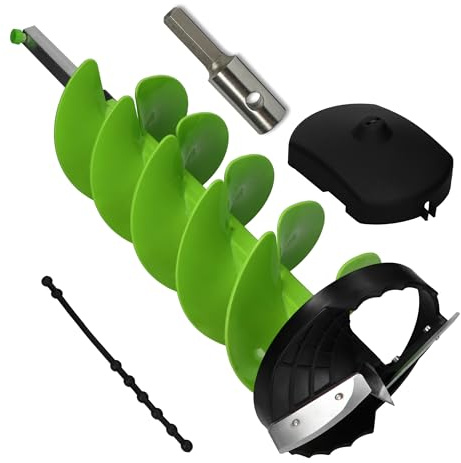 WERHE Tarière à glace – 200 × 800 mm – perçage rapide pour la pêche sur glace – lames au carbure, adaptateur HEX 10 mm, protège-lame – structure légère en nylon et aluminium