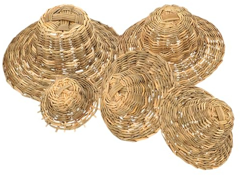 DECORNIJIA 5 Piezas Mini Sombreros de Paja Tejidos Mano Adornos Decorativos para Manualidades y Fotografía para Regalos y Fiestas Especiales