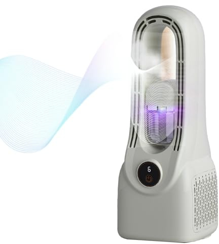 Confozen Purificateur d'Air 3-en-1 Portable, Ventilateur Humidificateur, Blanc, 33x12cm, 6 Vitesses, Batterie 6-8h, Écran LCD, Filtre Anti-Poussière, Chargement USB-C