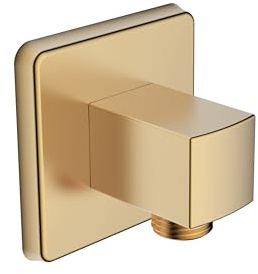 Bristan Square Shower Wall Outlet with 1/2 Shower Hose Connector, Secure Fixing Components, Brushed Brass Finish
