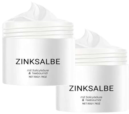 Zinksalbe gegen Pickel-Anti Pickel Creme mit Teebaumöl – Akne Creme als Körper Akne Cream– Sanft Und Nicht Reizend, für Alle Hauttypen, auch für Pickel am Po und Rücken - 2PCS