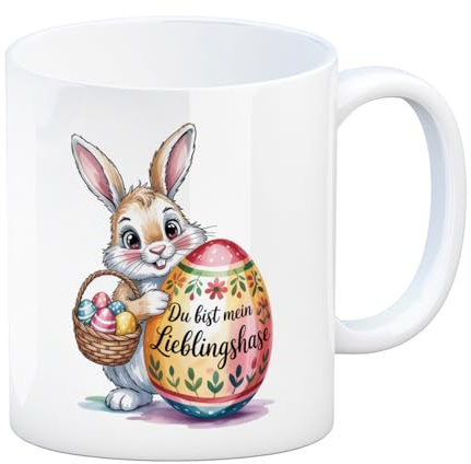 speecheese Kaffeebecher Osterhase Du bist mein Lieblingshase | Ostergeschenk Tasse mit lustigem Spruch für Zuhause oder Büro