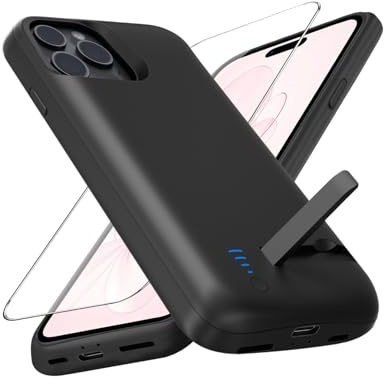 Giabuao Battery Case for iPhone 15 Pro, 6000mAh Rechargeable Extended Fast Charger Charging Case, Portable Protective Powerbank Battery Backup for iPhone 15 Pro(6.1) - Black