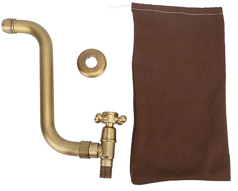 Baxnore Grifo de cobre antiguo para montaje en pared, estilo vintage, a prueba de heladas, para exteriores, con manguera extendida, control de frío único para jardín, patio, baño,