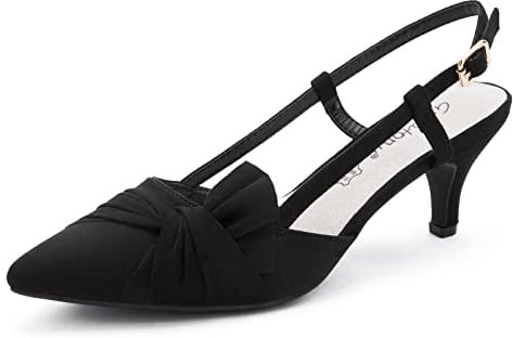 Greatonu Women Shoes Comfortable Kitten Heels Slingback Dress Pumps