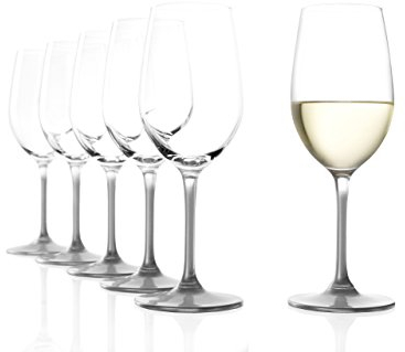 Stölzle Lausitz Copas de Vino Blanco Plata Event Juego de 6, 360 ml – Copas Elegantes de Cristal para Blancos y Tintos Suaves – Diseño Sofisticado con Base Plateada – Apto para Lavavajillas
