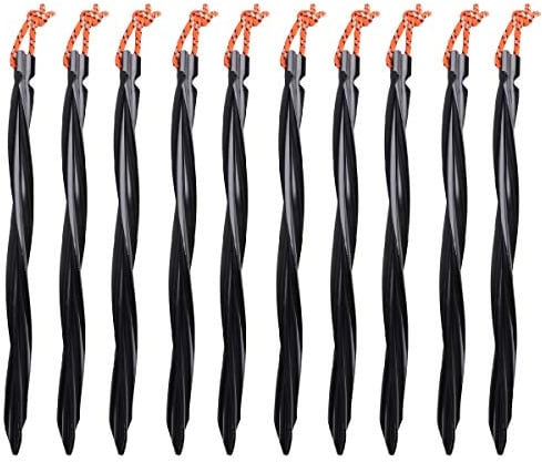 Azarxis Tent Pegs Aluminium Alloy Tent Stakes Lightweight Heavy Duty Garden Nail 18cm 25cm for Outdoor Camping Awning Tarp Hiking Gardening Park Lawn Beach Sand with Storage Pouch Bag (Black - 25cm)
