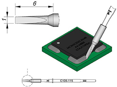 JBC Lötspitze Serie C115, Meißelform, C115115/1,0 mm, gerade, rostfreier Stahl C115115 (Lötkartusche Lötpatrone Loetkartusche Loetspitze Loetpatrone Nano)