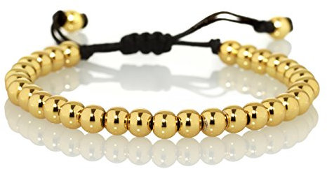 Bracelet Boules NAMANA pour Femmes. Boules en Acier sur Cordon Noir Coulissant. Disponible en Noir, Plaqué or 14 ct, Or Rose 14 ct ou Acier Gris Métallique (Or Jaune, Plaqué or)