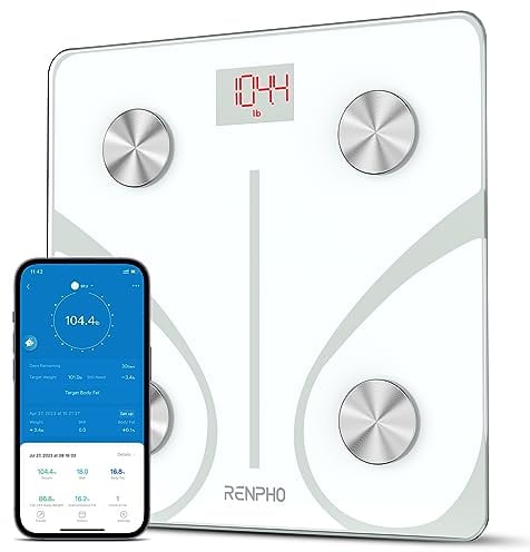 RENPHO Pèse Personne Impédancemètre, Balance Connectée Bluetooth Électronique Digital Balance, Impedancemetre avec 13 Données Corporelles, Blanc