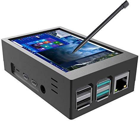 für Raspberry Pi 4 Touchscreen mit Gehäuse 3,5 Zoll 60 FPS Monitor mit 480 x 320 Auflösung und Mini Lüfter,Kühlkörper,Gehäuse ist für Raspberry Pi 4 ausgelegt