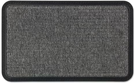 Carpido Fußmatte Außen & Innen - 50x80 cm - Grau Linien - Sauberlauf Türmatte rutschfest - Schmutzfangmatte sehr strapazierfähig - Fussmatte aussen Stufen