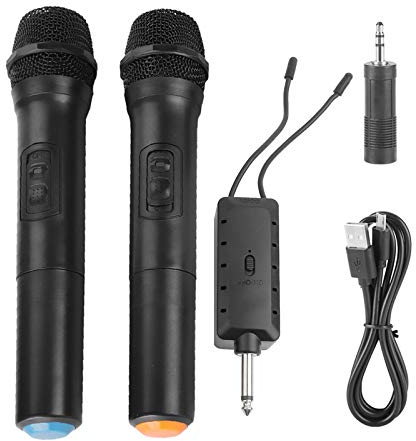 Yunir Microfono wireless, microfono palmare wireless digitale bidirezionale VHF universale di con ricevente, per canto KTV familiare, feste, discorsi, riunioni di lavoro,