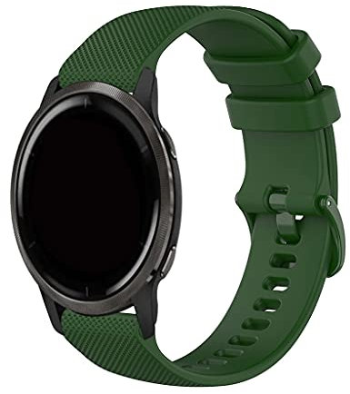 Bracelet de montre en silicone compatible avec Garmin Venu 2S à libération rapide, étanche, résistant à la transpiration, compatible avec la montre connectée Venu 2S – Vert foncé