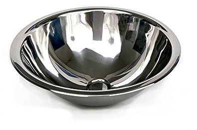 baanio - Lavabo Redondo Encastre de Acero Inoxidable, Semiesférica Sin Rebosadero, Fácil Instalación, 3 Años de Garantía, 41 cm Diámetro, Acero INOX Brillo