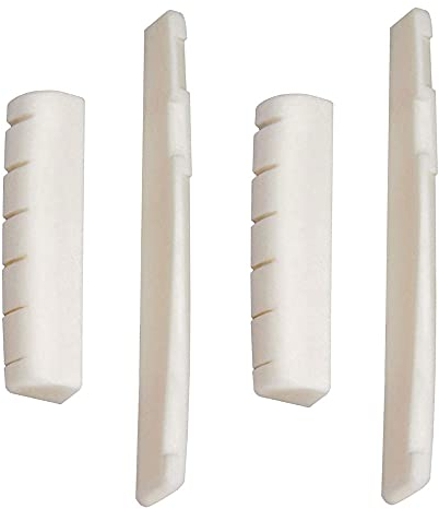 IYBQIU 4 Pieces Acoustic Guitar Bridge Saddle Nut Replacement White Guitar Bone Bridge Acoustic Guitar Bone Nut Guitar Bridge Saddle for String Acoustic Guitar and Folk