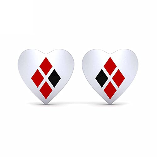 Harley-Quinn-Ohrstecker, inspiriert von Super Bösewicht, 925er Sterlingsilber, Harley-Quinn-Ohrstecker