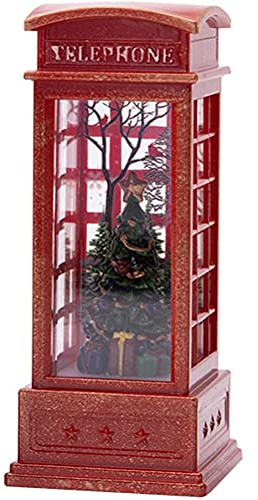 DKaony Weihnachts Schneekugel Laterne, Santa Telefonzelle Schneemann Familienszene Telefonzelle Weihnachtsbaumschmuck Glitzernde Wasserkugel Laternendekoration