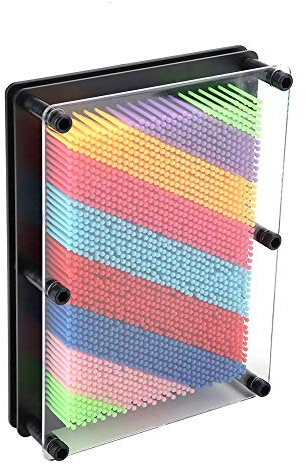 Dioche 3D Metal Pin Art Board, Hand Mold Art Board Multi Size Colour Plastic Needle Carving Novelty Kids Toys 3D Fun Desktop Sculpture Gadget for Home Office Decoration Gift(Black large)