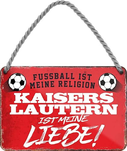 schilderkreis24 – Fußballschild Deko Garage Artikel Sport Verein Geschenkidee Club Weihnachten Fußball Fan Liebhaber Begeisterte (Fussball Religion Kaiserslautern 18x12cm)