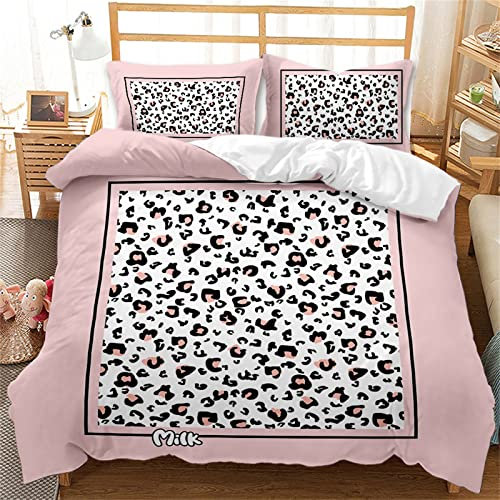 TMMDH Leopard Print Bedding Duvet Cover Set Breathable Soft Comfortable Hypoallergenic Microfiber with Zipper Closure Duvet Cove for Aldult + 2 Pillowcases (19.7 x 29.5) - Double