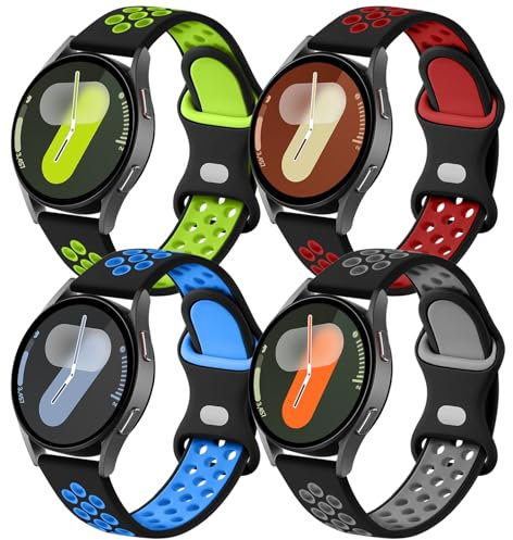 Netolo 20mm Armband Kompatibel Mit Samsung Galaxy Watch 7/6/5/4/FE 40mm 44mm, Silikon Ersatzarmband für Watch 6 Classic 47mm 43mm/5 Pro/4 Classic/Active 2