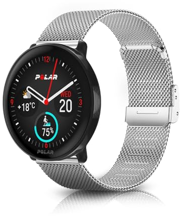 ToVioc 20mm Armband Kompatibel mit Polar Ignite 3/2/1/3 Titanium, Mesh Gewebte Edelstahl Metall Ersatz, Uhrenarmband Ersatzband für Polar Pacer/Unite - Silber