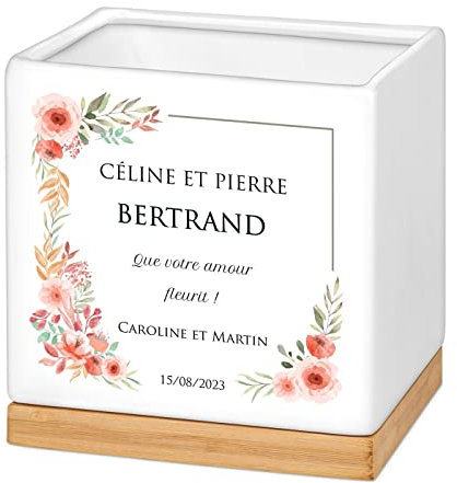 Maverton Pot de Fleur en céramique - personnalisé - Pot Plante intérieur - pour Bonsai et succulentes - pour Couples - Parents - Anniversaire de Mariage - pour Noël - déco - Amour
