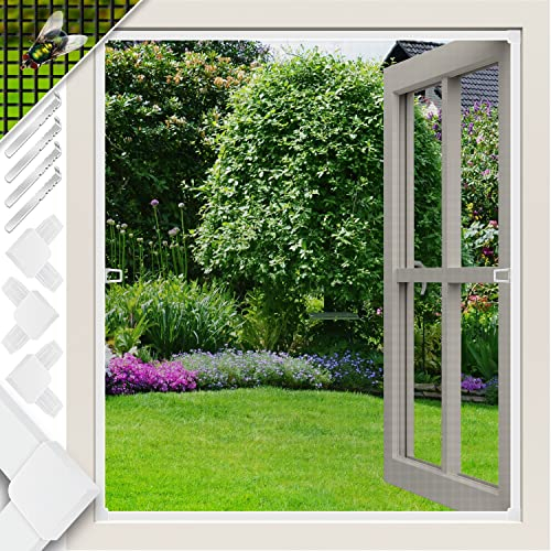 KESSER® Zanzariera per finestre con telaio in alluminio Zanzariera, Protezione dagli insetti, Zanzariera, Rete contro le zanzare, telaio di fissaggio, senza foratura e viti, 130 x 150 cm, Bianco