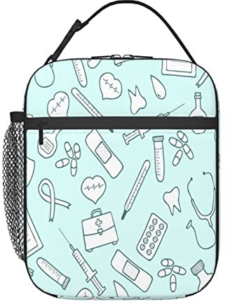 YINGD Lonchera para mujer, enfermera, gran capacidad, portátil, bolsa de almuerzo