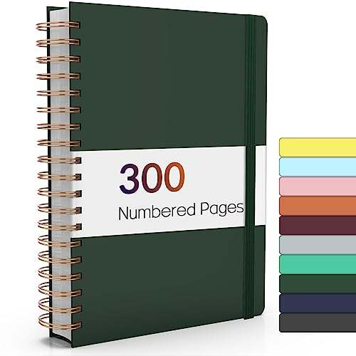 Forvencer Liniertes Spiral-Tagebuch-Notizbuch mit 300 nummerierten Seiten, B5 College liniert, dicke Tagebücher zum Schreiben mit 100 g/m² Papier, Hardcover-Notizbücher mit Inhalt für Arbeit, Schule,