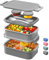DaCool Lunchbox für Erwachsene, Bento-Box, stapelbar, für Erwachsene, Männer, Frauen, Teenager, auslaufsicher, große Bento-Box, Behälter mit Gabel, Löffel, Soßenbox für Esszimmer, Arbeit, Schule, Grau