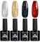 TOMICCA UV Nagellack Glitzer Set, 4 Farben Rot Weiß Schwarz Glitter Gel, Soak-Off UV/LED Schellack für Nagelstudio und DIY Maniküre zu Hause, 8ML