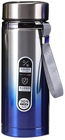Botella de Agua Termo de Acero Inoxidable, Botella Deportiva sin BPA, Botella de Agua Portátil Motivacional de Doble Pared, Botella Termo a Prueba de Fugas para Ciclismo, (Blue)