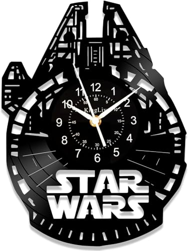 KingLive Star Theme Wars Wanduhr, Vinyl Record Clock, Geschenke für Star Theme Wars Fans, 12 Zoll Uhr, Epic Movie Dekoration für Wohnzimmer Schlafzimmer, einzigartige handgemachte Retro Silent Clock